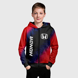 Толстовка на молнии детская Honda красный карбон, цвет: 3D-черный — фото 2
