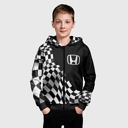 Толстовка на молнии детская Honda racing flag, цвет: 3D-черный — фото 2