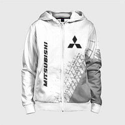 Толстовка на молнии детская Mitsubishi speed на светлом фоне со следами шин: н, цвет: 3D-белый