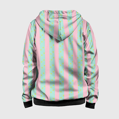 Детская толстовка на молнии Полоска в цветочек - костюм Кена из фильма Барби / 3D-Черный – фото 2