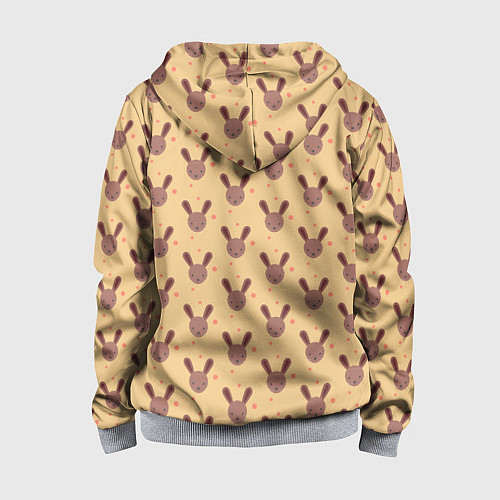 Детская толстовка на молнии Паттерн милые кролики / 3D-Меланж – фото 2