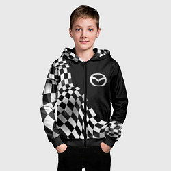Толстовка на молнии детская Mazda racing flag, цвет: 3D-черный — фото 2
