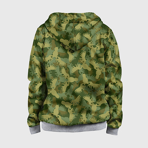 Детская толстовка на молнии Лоси - камуфляж / 3D-Меланж – фото 2