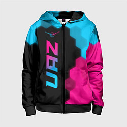 Толстовка на молнии детская UAZ - neon gradient: по-вертикали, цвет: 3D-черный