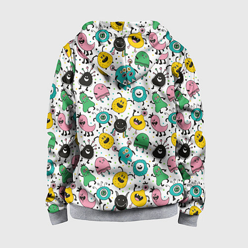 Детская толстовка на молнии Весёлые монстры / 3D-Меланж – фото 2