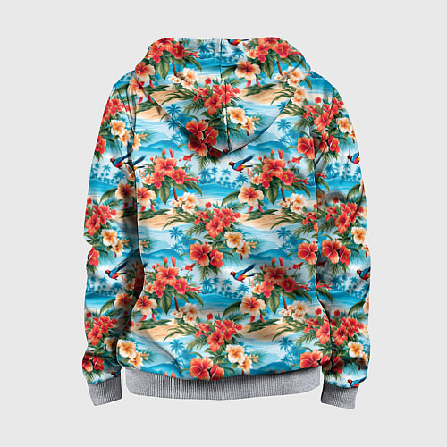 Детская толстовка на молнии Гавайский стиль летние цветы / 3D-Меланж – фото 2