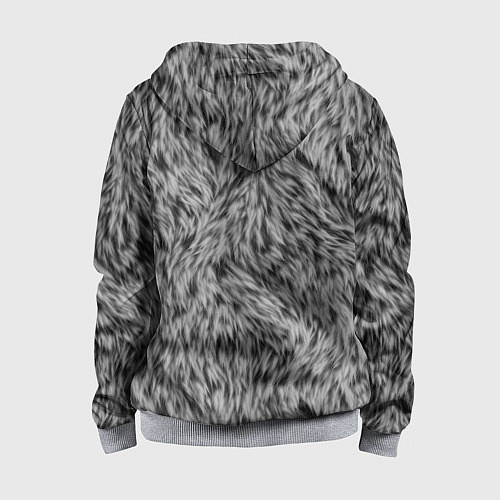 Детская толстовка на молнии Густой серый мех / 3D-Меланж – фото 2