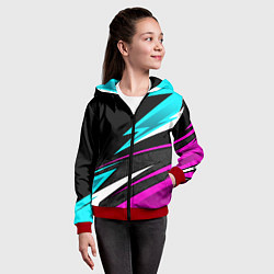 Толстовка на молнии детская Спорт униформа - неон, цвет: 3D-красный — фото 2