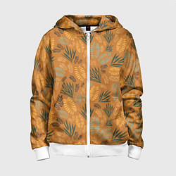 Толстовка на молнии детская Мексиканские оранжевые папаротники, цвет: 3D-белый