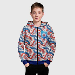 Толстовка на молнии детская Герб России и узоры, цвет: 3D-синий — фото 2