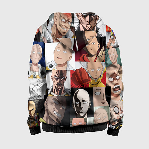 Детская толстовка на молнии Saitama - many faces / 3D-Черный – фото 2