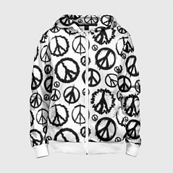 Детская толстовка на молнии Many peace logo