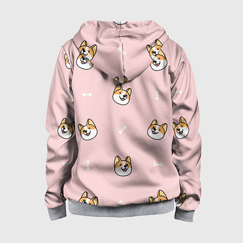 Детская толстовка на молнии Pink corgi / 3D-Меланж – фото 2