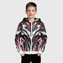 Толстовка на молнии детская Неоновая кибер броня красная, цвет: 3D-белый — фото 2