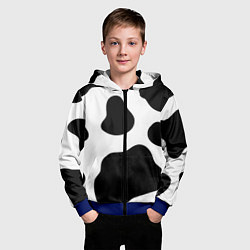 Толстовка на молнии детская Принт - пятна коровы, цвет: 3D-синий — фото 2