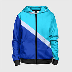 Толстовка на молнии детская Двуцветный голубой, цвет: 3D-черный