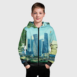 Толстовка на молнии детская Москва-сити Ван Гог, цвет: 3D-черный — фото 2