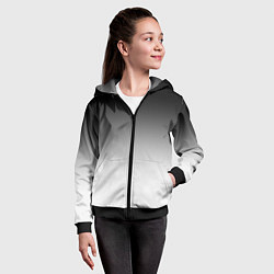 Толстовка на молнии детская Black and white gradient, цвет: 3D-черный — фото 2