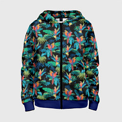 Толстовка на молнии детская Попугаи Макса Пэйна, цвет: 3D-синий
