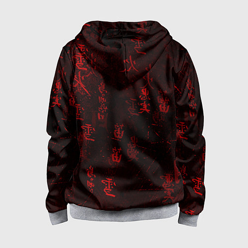 Детская толстовка на молнии Красный дракон - иероглифы / 3D-Меланж – фото 2