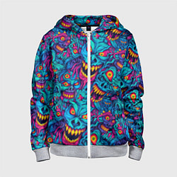 Детская толстовка на молнии Неоновые монстры - graffiti art style pattern