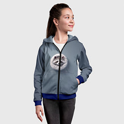 Толстовка на молнии детская Мордочка маленького енота, цвет: 3D-синий — фото 2
