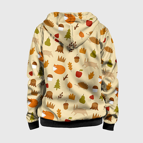 Детская толстовка на молнии Паттерн - осень / 3D-Черный – фото 2