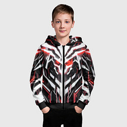 Толстовка на молнии детская Киберпанк скелет красный, цвет: 3D-черный — фото 2