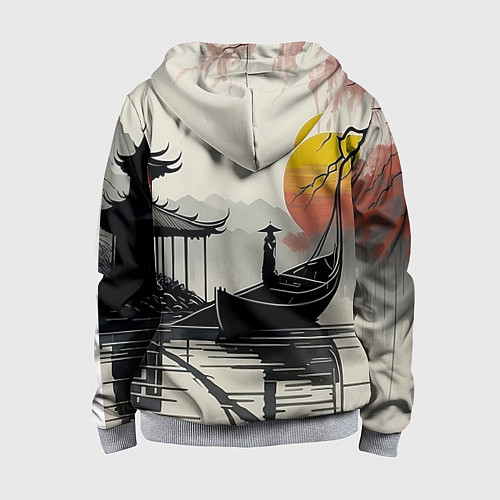 Детская толстовка на молнии Красота Японии / 3D-Меланж – фото 2