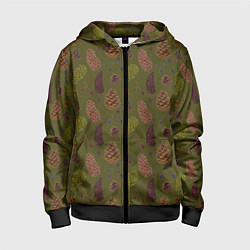 Толстовка на молнии детская Шишки разные, цвет: 3D-черный