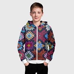 Толстовка на молнии детская Орнамент удмуртский, цвет: 3D-белый — фото 2