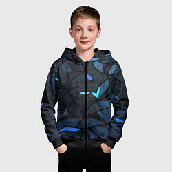 Толстовка на молнии детская Темные объемные элементы, цвет: 3D-черный — фото 2