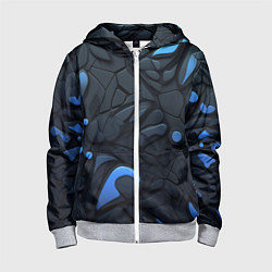 Детская толстовка на молнии Blue black abstract texture