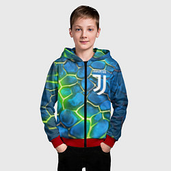 Толстовка на молнии детская Juventus blue green neon, цвет: 3D-красный — фото 2