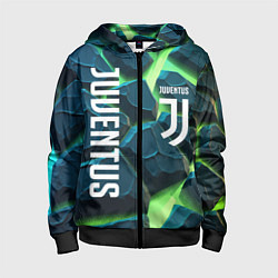 Толстовка на молнии детская Juventus green neon, цвет: 3D-черный