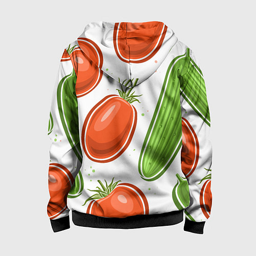 Детская толстовка на молнии Помидоры и огурцы / 3D-Черный – фото 2