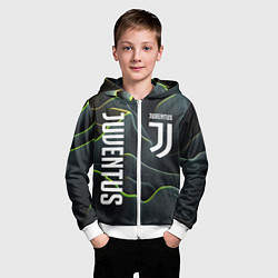 Толстовка на молнии детская Juventus dark green logo, цвет: 3D-белый — фото 2