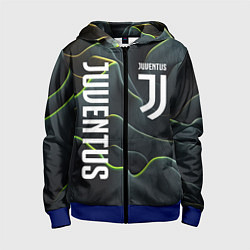 Толстовка на молнии детская Juventus dark green logo, цвет: 3D-синий