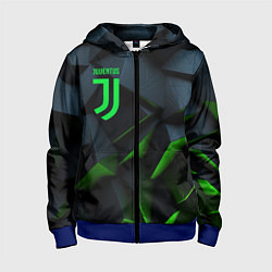 Толстовка на молнии детская Juventus black green logo, цвет: 3D-синий