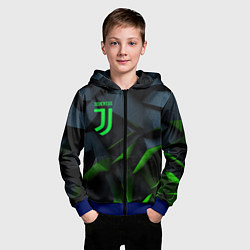 Толстовка на молнии детская Juventus black green logo, цвет: 3D-синий — фото 2