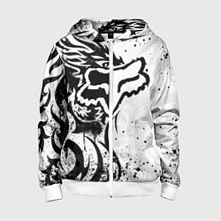 Толстовка на молнии детская Fox motocross - белый дракон, цвет: 3D-белый