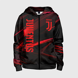 Толстовка на молнии детская Juventus black red logo, цвет: 3D-черный