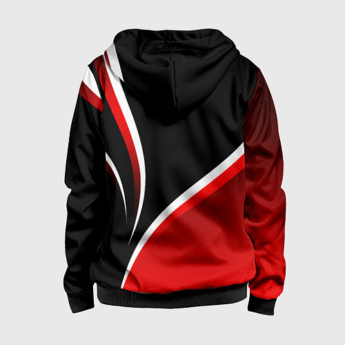 Детская толстовка на молнии Кавасаки - красные волны / 3D-Черный – фото 2