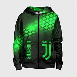 Толстовка на молнии детская Juventus green logo neon, цвет: 3D-черный