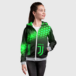 Толстовка на молнии детская Juventus green logo neon, цвет: 3D-меланж — фото 2