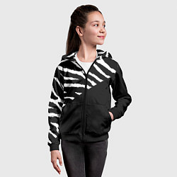 Толстовка на молнии детская Полосы зебры с черным, цвет: 3D-черный — фото 2