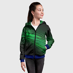 Толстовка на молнии детская Green neon lines, цвет: 3D-синий — фото 2