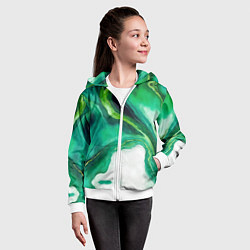 Толстовка на молнии детская Жидкий изумруд в стиле арт, цвет: 3D-белый — фото 2