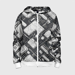 Детская толстовка на молнии Полосы Чёрно-белые киберпанк