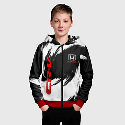 Толстовка на молнии детская Honda - белые краски, цвет: 3D-красный — фото 2